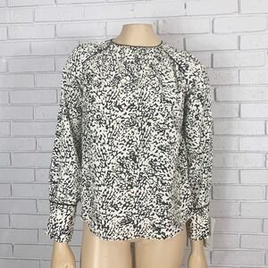 Zara Basic Womens Black White Abstract Print Piping Long Sleeve Blouse | L